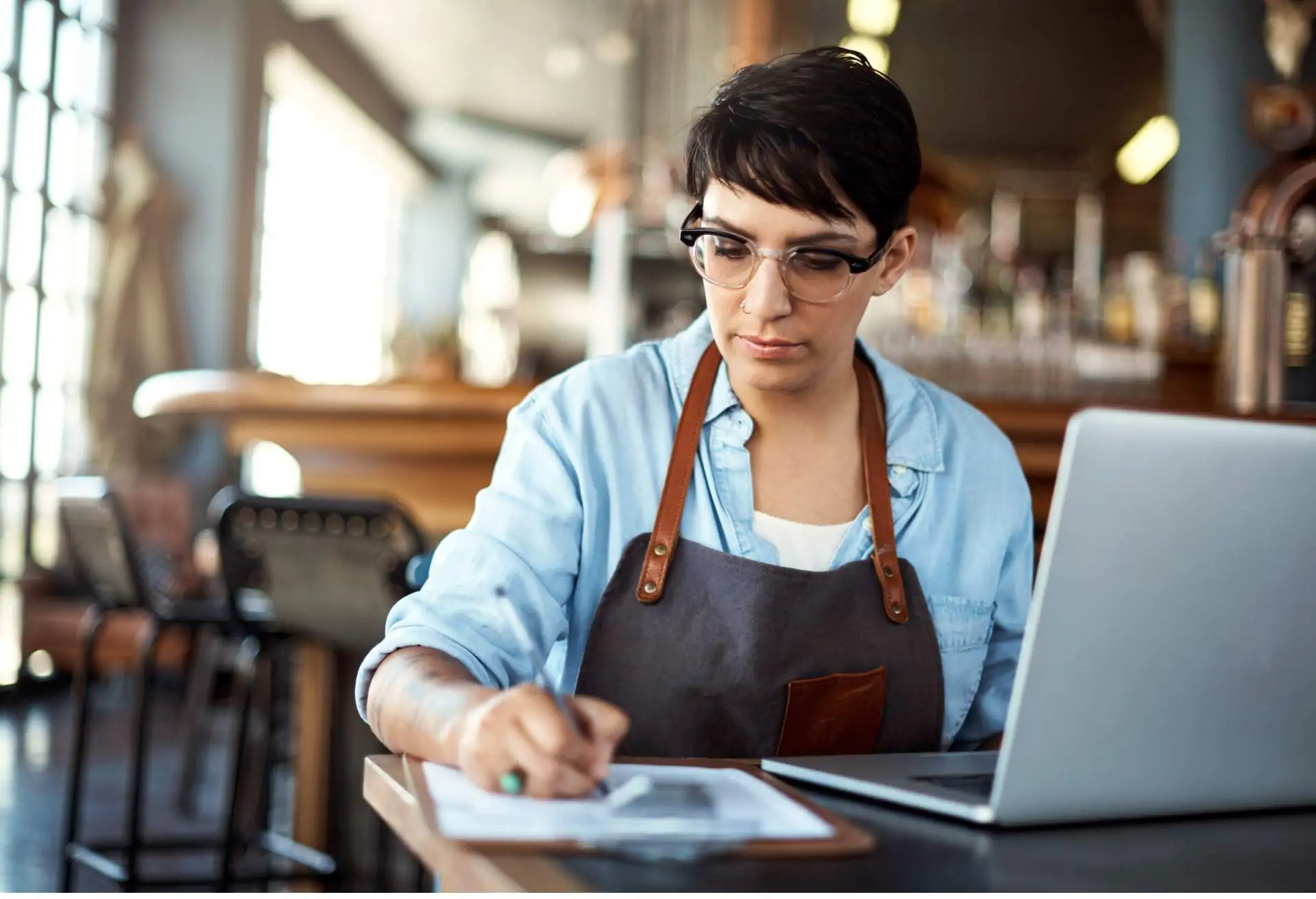 restaurant owner working